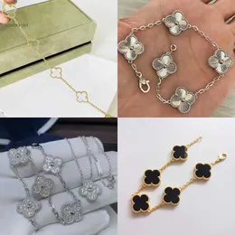 Projektant Vanclef Clover Bransoleta Luxury Clover Bransoletka Mother of Pearl 18K Gold Brand Miłość Brzeczenie Urok Bracelet B lśniące kryształowe biżuterii