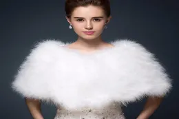 Lussuoso struzzo di struzzo pelliccia da sposa avvolge il matrimonio scrollata di sposa sposa inverno per matrimoni festa della festa di boleros garza avorio ch6260278