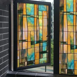 Fensteraufkleber Kunstmalerei-Effekt auf den Windows Film Noglue 3D Bunt Office Glass Schiebetür 40/45/60/70/80 100 cm