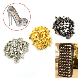 100st/Lot Alloy Spikes Cone Studs Rivet Bullet Spikes Cone Studs For Clothes Leathercraft Punk Rock 8x10mm Silver Gold Color