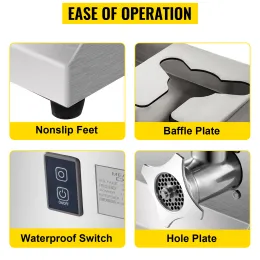 Smerigliatrice per carne elettrica vevor 250 kg/h 300 kg/h per robot da cucina commerciale Filler elicottero di manzo di manzo pesante Mincer