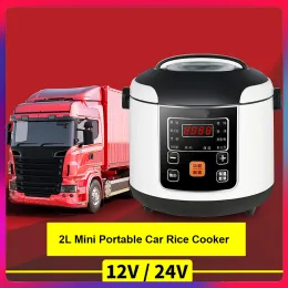 SHAVERS 12V 24 V Elektryczna ciężarówka samochodowa Ryżowy kuchenka 2L Przenośna zupa z zupą Multicooker Gotowanie żywności Parowanie elektryczne pudełko na lunch
