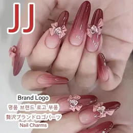 10pcsbag JJSeries Full Zircon Luxury Brand Design Nail Art Luxe Korea levererar Japan Charms 240328