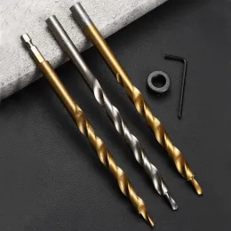 HSS lutande hålborr Hex Twist Step Drill Bit Kreg Pocket Hole Drill Jig Guide 9/9.5mm med stoppkrage för träbearbetning