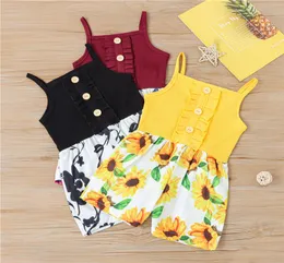 Baby Girl Suspender Romper Toddler Jumpsuits Flower Print Infant Baby Outfits Kids Clothes Wear Ins Summer Clothing2192155