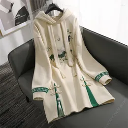 Sıradan Elbiseler Ulusal Stil Kadınlar Hanfu Klasik Cheongsam Vintage Zarif Peri Çin Uzun Kollu Nakış Hoodie Elbise Han
