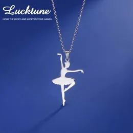 Pendant Necklaces Lucktune Dancing Girl Ballerina Pendant Necklace Stainless Steel Artist Dancer Ballerina NecklaceQ