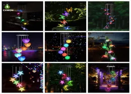 LED güneş lambaları rüzgar çanları kristal top sinek kuşu dekoratif açık renk, ev için su geçirmez asılı lambayı değiştiren bahçe5504420