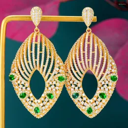 Dangle Earrings Missvikki Dubai Luxury Original Hollow Pendant For Women Bridal Wedding Delicate Full CZ Boucle D'oreille Femme 2024