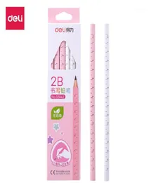 Pencils Deli 12 Box Primary School Students 2B Ruler Writing Pencil With Scale Pink Blue For Girls Boys Stationery Gift 5814211675016