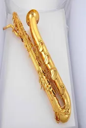 Obegripad kan anpassa logotyp baritonsaxofon mässing kropp guld lack yta e platta musikinstrument sax med munstycket kan2109433