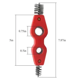 4 I 1 dubbelhuvudet kopparrörsborste kopparrörspolering inuti utanför Reamer Pipe Cleaner Chasching Tool Pipe Deburrer