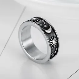 Retro 14k Gold Sun Star Кольца для мужчин Женщины панк хип -хоп Simple Star Moon Sun Ring Fashion Jewelry подарок