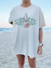 Surf Side Prints Damen Baumwolle Kurzarm Sommer atmungsaktives weiches Tee Kleidung Persönlichkeit Casual Tops Allmath weibliche T -Shirts 240409