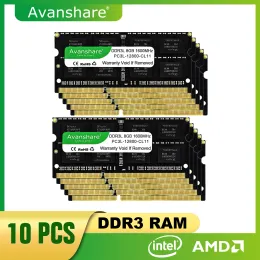 RAMS Avanshare 10pcs Memoria del lotto RAM Memoria 8GB 4GB DDR3 1600MHz 13333MHz SODIMM DDR3L 1.5V 1.35V per computerbook per laptop Computer