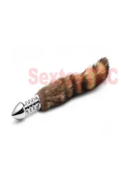 Large Spiral Jewelry Anal Plug with Fox Tail Metal Butt Plugs Steel Anus Toys BDSM Bondage Fetish Gear Cheap Plug9725406