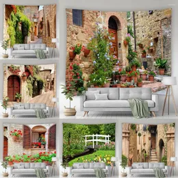 Arazzi Paesaggio Paesaggio Fiore Muro di fiori italiani Scenerio di strada Fiori Spring piante moderne arte decorazione sospesa da soggiorno murale