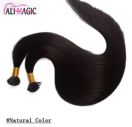 Я чаевые волосы натуральный черный цвет 20 22 -дюймовый малазийский прямой кератиновый наращивание волос 100 г для 7574920