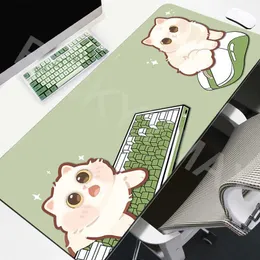 Mouse Pads Wrist Rests Matcha Green Mousepads Kawaii Cat Desk Pads Gamer Mousepad Cute large mouse pad for keyboard pad design Office mouse padL2404