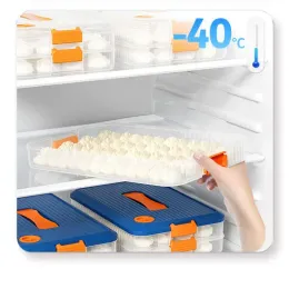 Kühlschrank Organizer Dumpling Storage Box Küchenorganisator Lebensmittelablagerungsbox mit Deckelstapel transparenter Plastikregal