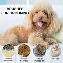 Benepaw Self Cleaning Dog Cat Brush Grooming Safe Round Soft Bristles Slicker Pet Comb For Removing Undercoat Mats Loose Hair