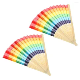 Figurine decorative 2 PC Fan arcobaleno Retro pieghevole decorazioni vintage Dance Party Fans per Wedding Dancing Classic