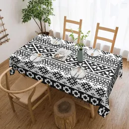 テーブルクロストライバルプリント長方形のテーブルクロスイベント用の黒い白い白い幾何学ダイニングテーブルカバーカスタムデコレーション