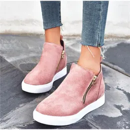 Fitness Shoes XAHN Women Vulcanized Autumn Casual Suede Women's Platform Ladies Fashion Zipper Woman Soft Flat Female Plus Size