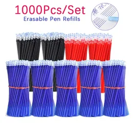 1000 st/set 0,5 mm Erasable påfyllningsstång för tvättbart handtag Blue/Black/Red Gel Pen School Office Writing Supplies Kids Stationery 240401