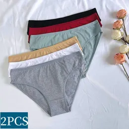 Kadın Panties 2pcs Kadın Pamuk Damgoyları Nefes Alabilir İç Çamaşırı Düz ​​Renk Külotu Kılavuzları Seksi iç çamaşırı M-XL Comfort