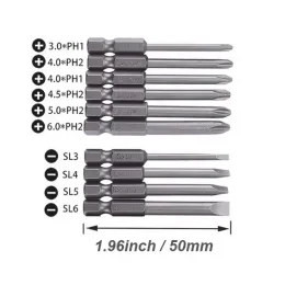 10st Slitted Phillips Skruvmejsel Bit Set Flat Cross Head Electric Driver Hand Tools S2 Steel Magnetic Screwnivers Drill Bits