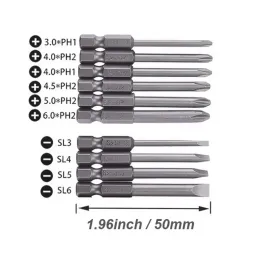 10pcs Slotted Phillips Tornavida Bit Seti Düz Çapraz Kafa Elektrikli Sürücü El Aletleri S2 Çelik Manyetik Tornavidler Drill Bitler