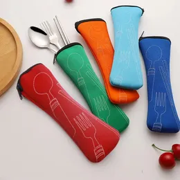 Portable Tableware Bag Cutlery Bag Dinner Set Travel Packaging Storage Box Dinnerware Picnic Fork Spoon Bag Without DinnerwareCutlery travel packaging box