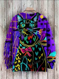 Artror Art Cat Multicolor Cute Cat Pattern 3D Mens Mens Mens Bullover Winter Usisex Scual Knit Pullover Sweater ZZM59