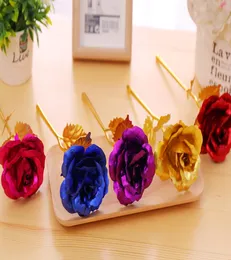 Kreativa gåvor varar Forever Rose Flowers for Lover Wedding Christmas Valentines Mothers Day Decoration 24k Gold Folie Plated Rose 3176746