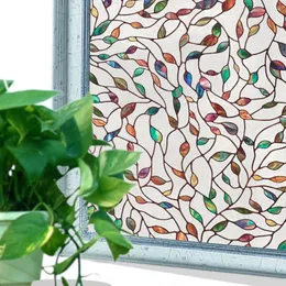 Window Stickers WXSHSH PVC Static Cling Self-adhesive Film Colorful Leaf Opaque Stained Decorative Sticker For Home Anti-UV Foil