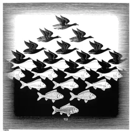 Holanda Maurits Cornelis Escher Sky and Water Art Silk Poster Art Wall Home Pintura decorativa