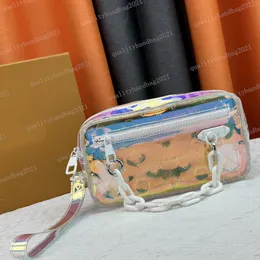 Designers nya mgram färgglada transparenta handväska tryckt PVC Rainbow Fashion Luxury Handväska geléväska strandpåse makeup väska lr