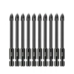 5/10pcs 6mm Cross Furt Bit Bit Bit Bit Bit de porcelana para marmore Cabeça de perfuração de tijolos de tijolos de vidro de mármore Black