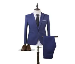 Men039S -spårningsens ensembler Homme högkvalitativa smala passform Mens kostym Trend Mariage Solid Tuxedos Casual Business Wedding Dress B6559786