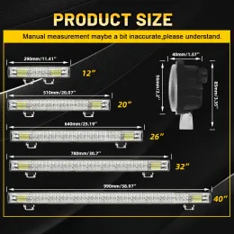 CO LIGHT 12 "20"26 "32"40 "LED 라이트 바 3 열 90000lm 홍수 지점 오프로드 픽업 트럭 SUV ATV UTV 보트 4x4 용 드라이빙 라이트