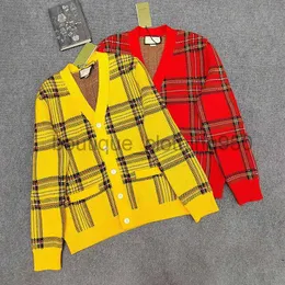 여자 스웨터 디자이너 스웨터 니트 카디건 24 년 초 이른 봄 뉴 v- 넥 싱글 가슴 뒤로 자수 장식 격자 양모 니트 카디건