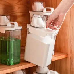 Detergente para pó de uso multiuso detergente 1100/1800/2300 ml de alimentos grãos de alimentos recipiente de armazenamento de arroz despeda copo de medição