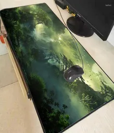 Mouse Pads Bilek Rests Fantasy Orman Yeşil Peyzaj Ağacı Büyük Oyun Pedi Bilgisayar Büyük Mat Kilit Kenarı Mousepad Klavye Masa6348103