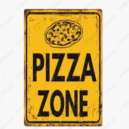 Pizza Zone Tin Sign Home Kitchen Signs Wall Decor Metal Funny Art Retro Vintage Ejressed