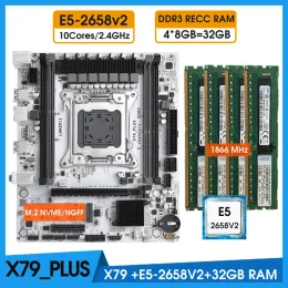 マザーボードX79プラスE5 2658 V2 10 Coresプロセッサ4*8GB = 32GB 1866MHz DDR3 RAM X79 PLACA MAE SET LGA 2011 Kit Xeon