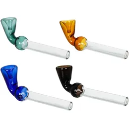 Horn Mouthed Glass Smoking Pipes Handmade Slide Puffs Tobacco Dry Herb Pipe Transparent Small Smoke Pipes 112mm