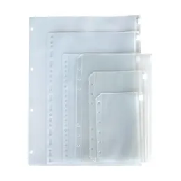 A6 Clear Punched Binder Pockets Pockets for Notebooks 6 Otwory zamek błyskawiczne luźne worki PVC mrożone wkładki notebookowe zorganizuj dokument ST3068311