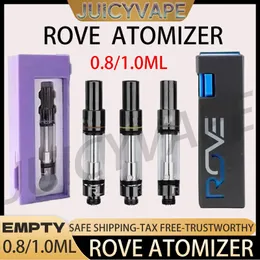 Großhandel Rove Vape Patrone Vapes Carts Patronen Vapes Atomizer Gla Tank dicker Öldampfer e Zigarette 510 Faden leer mit Verpackung 0,8 ml 1 ml geriebter Wagen