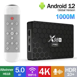 Box Wifi 6 x98h Pro TV Box Android 12 Allwinner H618 2G 4G RAM 16G 32G 64G TVBOX BT5.X 3D 2,4G 5G HD в медиаплеере Установить верхнюю коробку